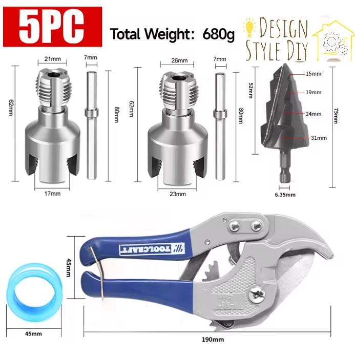 Design Style DIY ™ Pipe Internal and External Threading Tool Set