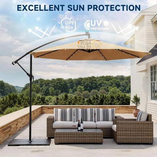 Design Style DIY ™ 10ft Outdoor Patio Umbrella with LED Lights