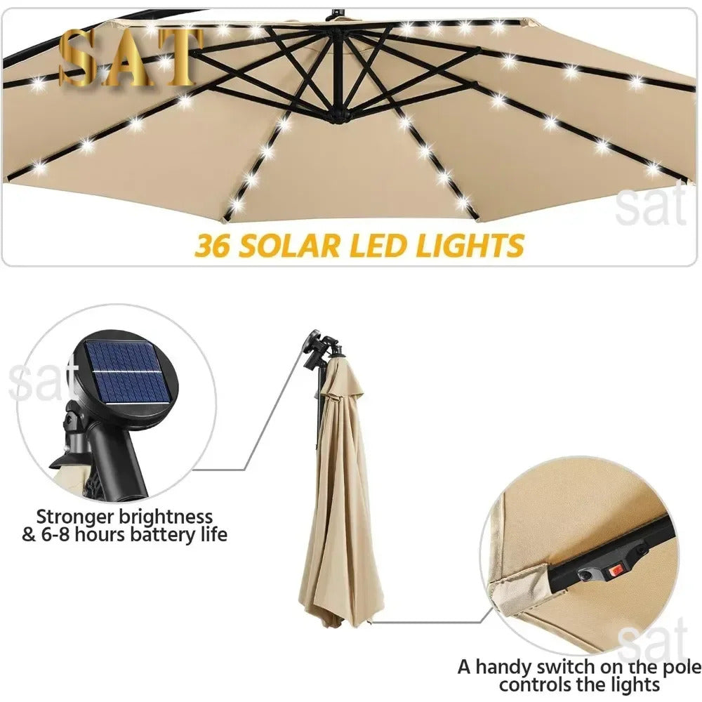 Design Style DIY ™ 10ft Outdoor Patio Umbrella with LED Lights